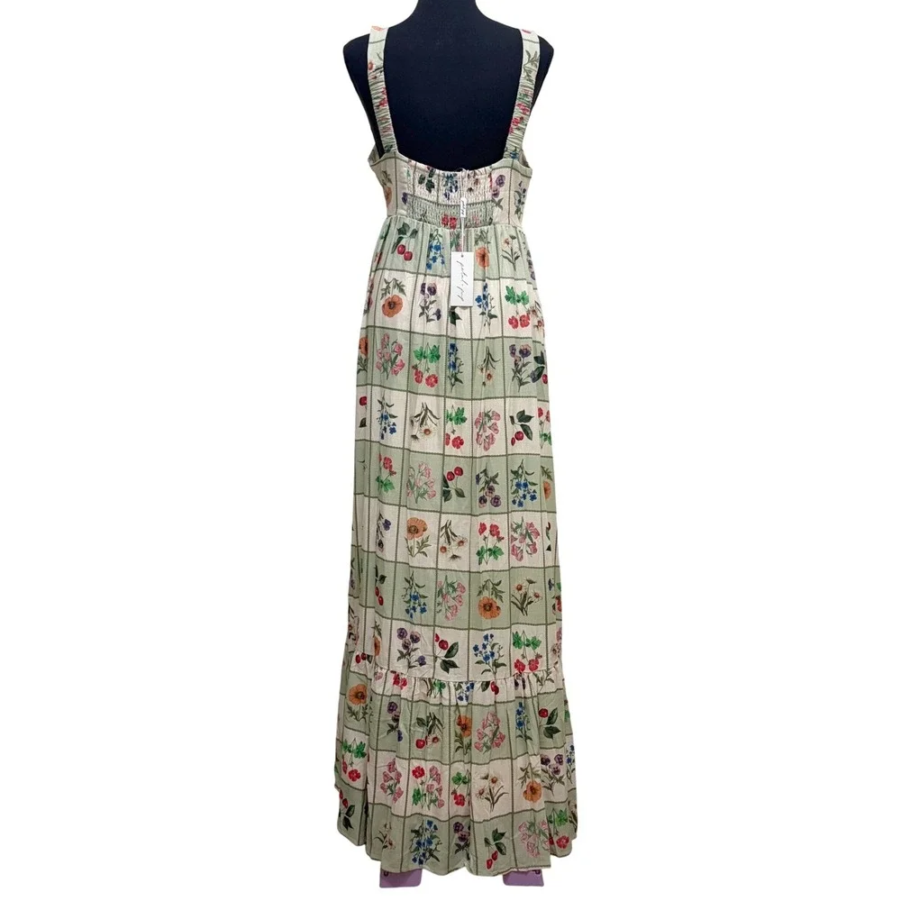 NEW Petal + Pup Flower Market Maxi Dress M Linen Blend Cottage Country Garden